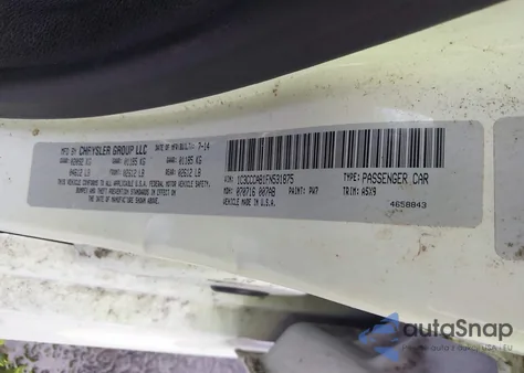 2015 Chrysler 200 Limited z USA, uszkodzony, nr VIN 1C3CCCAB1FN531875